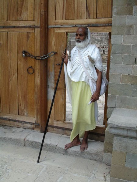 Old man leaving Kangra Fort
