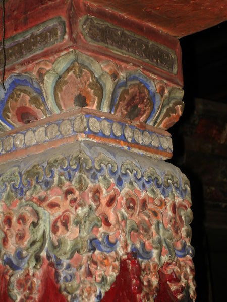 Old painting on column in Khangsar Fort