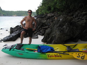 Kayaking the islands- our first bit of exercise since Peru...