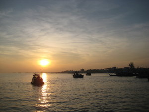 Sunrise over the floating markets of the Mekong Delta...