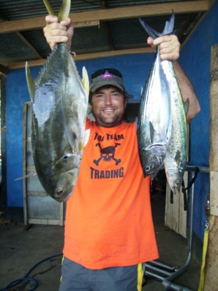 Andy proudly shows off our catch