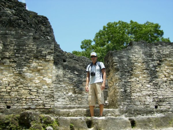 A tourist in Tikal