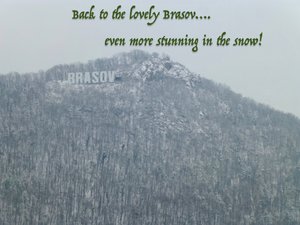P1240627 The Brasov Hollywood sign up in the snowy hills.