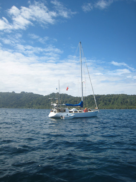 Yacht in Bandaneira Harbor