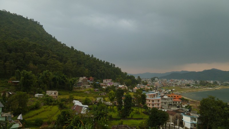 View of the Phewa Tal and the tourisy part of Pokhara