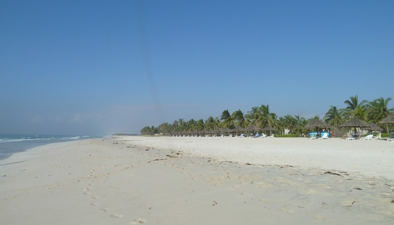 The deserted Crown Plaza beach area