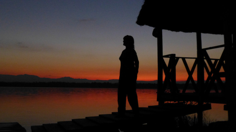Me silhouetted at night on the dock
