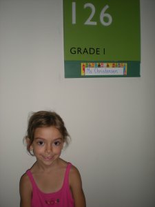 Emily outside her class