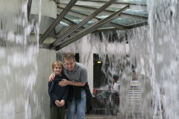inside a waterfall sculpture 