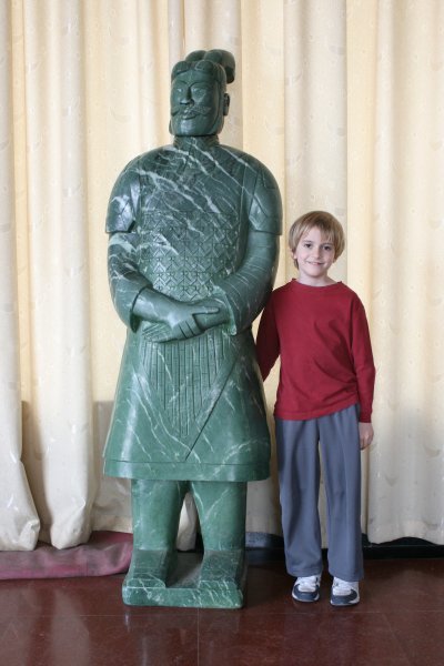 Nathan and a statue