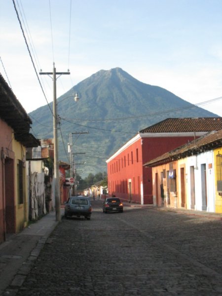 Antigua with one of the Volcanos in  Background