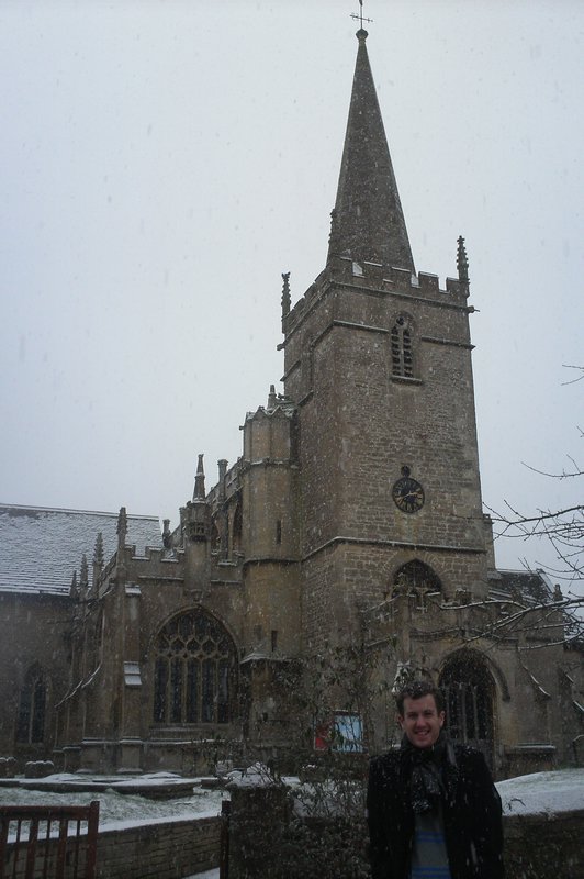 Alex, a church, and snow...