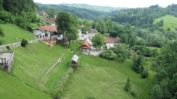 Village where castle overlooks