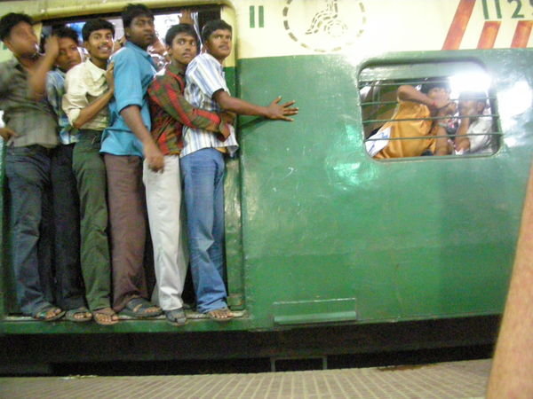 Local train leaving Kolkata station