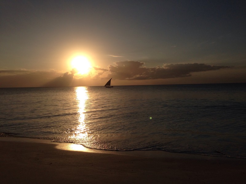 Zanzibar sunset with dhow