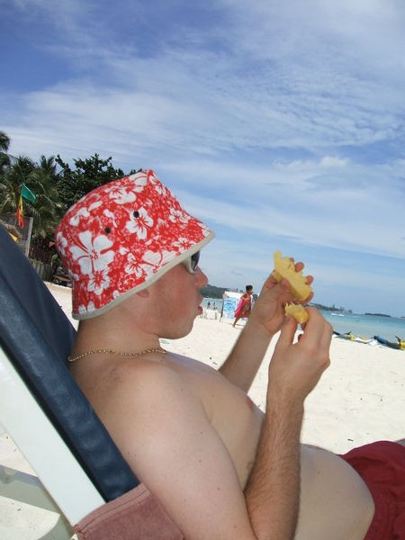 Fresh pineapple at the beach