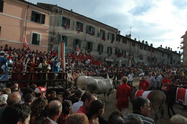 The town piazza (square) packed full. 
