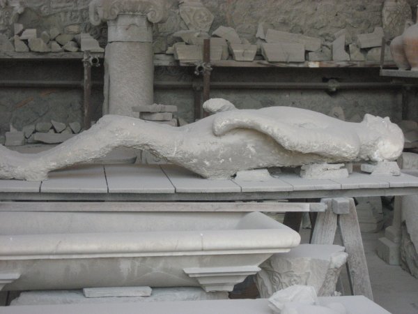 Plaster cast of a victim of Mt. Vesuvius