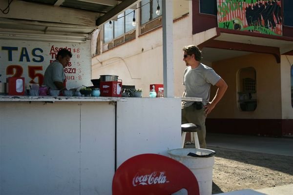 Rob ordering a taco in San Quintin