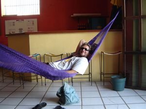 Rob relaxing in Campeche hostel