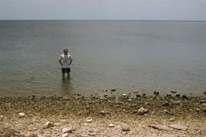first dip of feet in Gulf of Mexico