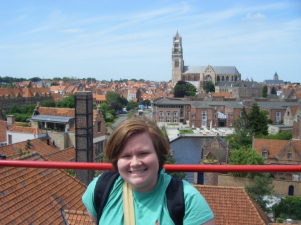 on the top of the brewery (church of our  lady behind me)