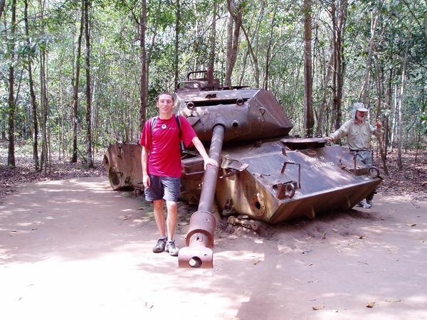 J and wrecked American tank