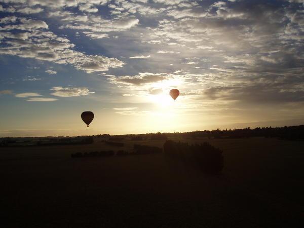 Hot air balloons over Canterbury plains