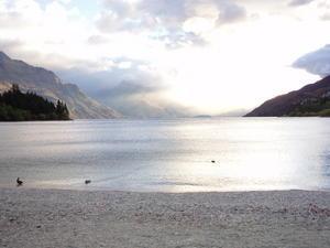 Lake at Queenstown at sunset