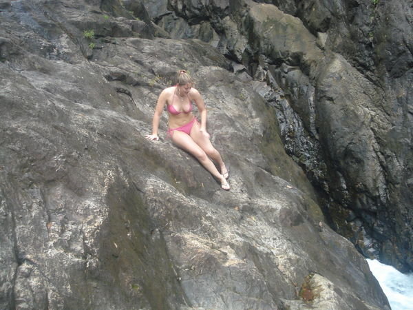 Climbing up the waterfall