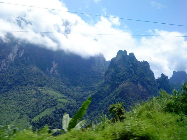 Views from the bus to Vang Vieng