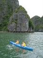 Kayaking with karst in background