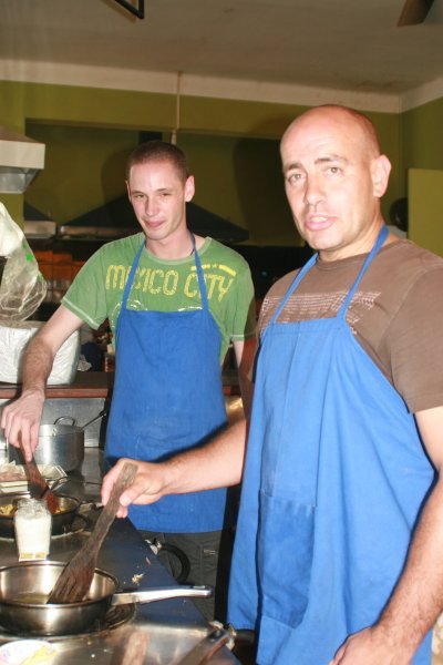 Gary impersonating a plump bald Jamie Oliver