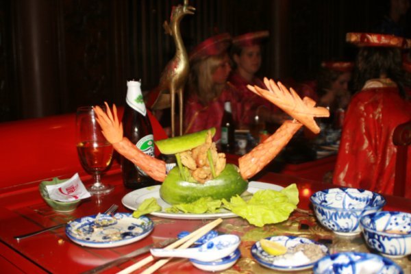 Banquet Food with Dragon Garnish