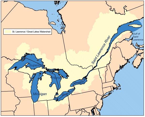Great Lakes and St. Lawrence Seaway Map