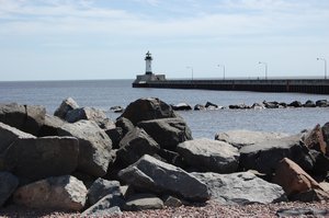 Duluth North Pierhead Lighthouse from Canal area.