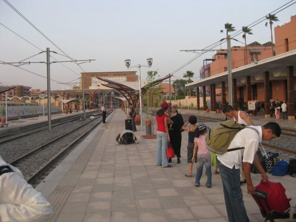 Train about to pull in at Marrakech