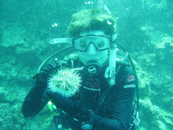 Me holding Puffer Fish