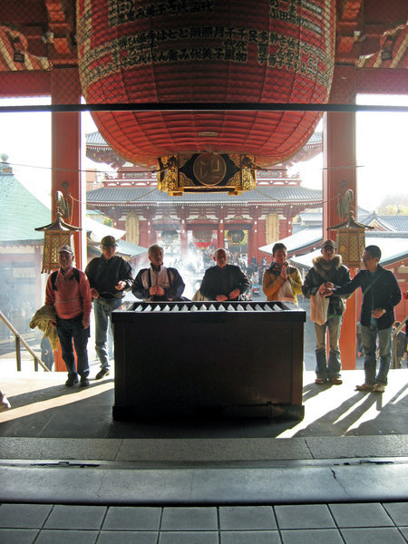 Worshippers at Senso-ji Temple