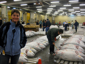 Kim at Tsukiji Fish Market