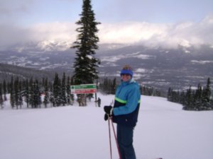 Mary Lee and I ski Marmot in Jasper