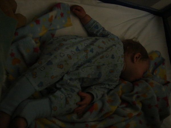 Samuel sleeping in this morning!