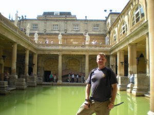 Mark in front of the Roman Baths