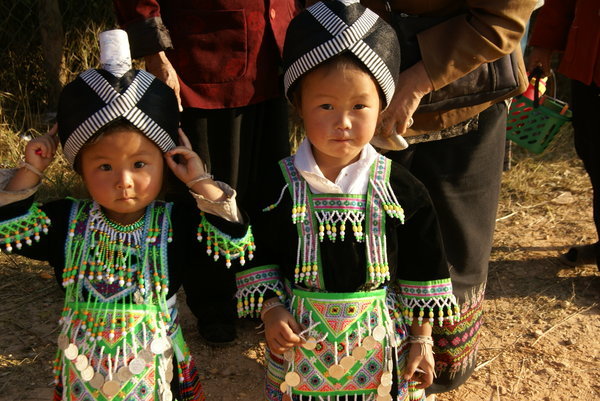 Hmong girls, all dressed up for the New Year celebrations