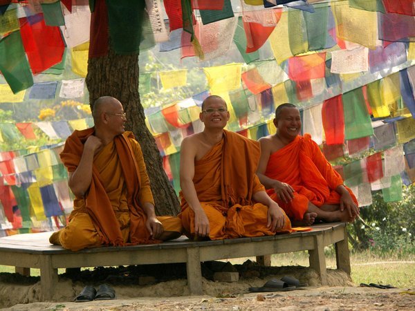 Monks at Lumbini - Buddha's Birthplace