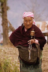Old Woman Praying at Pemyangtse Monastery, Sikkim