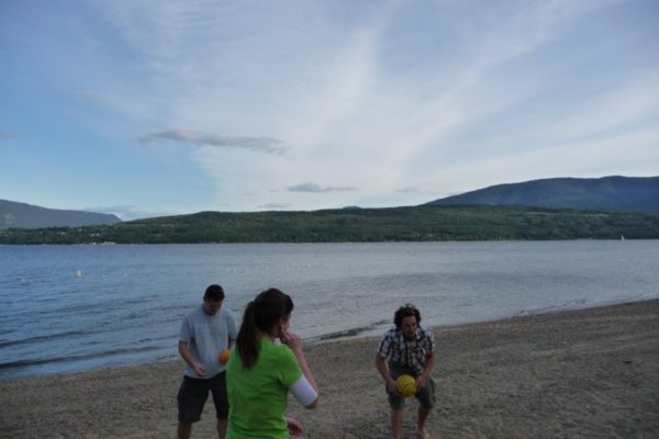 Volleyball on the beach at Shuswap Lake