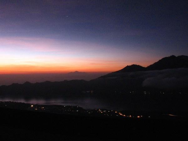 Lombok's Mount Rinjani, visible in center with Agung on the right