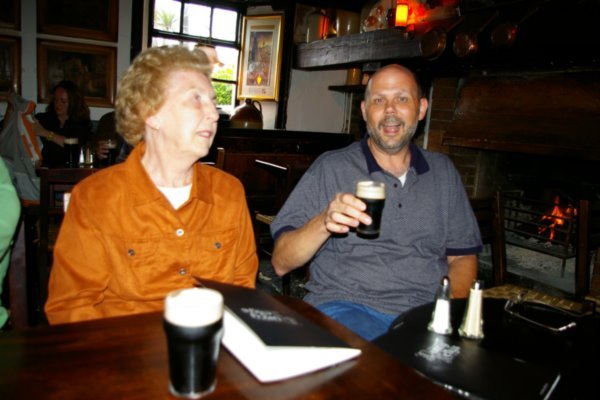 Barbara & Robert with their 1st Guiness at Durty Nelly's