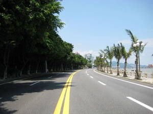 street next to the ocean